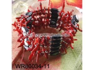 36inch Red Coral Magnetic Wrap Bracelet Necklace All in One Set